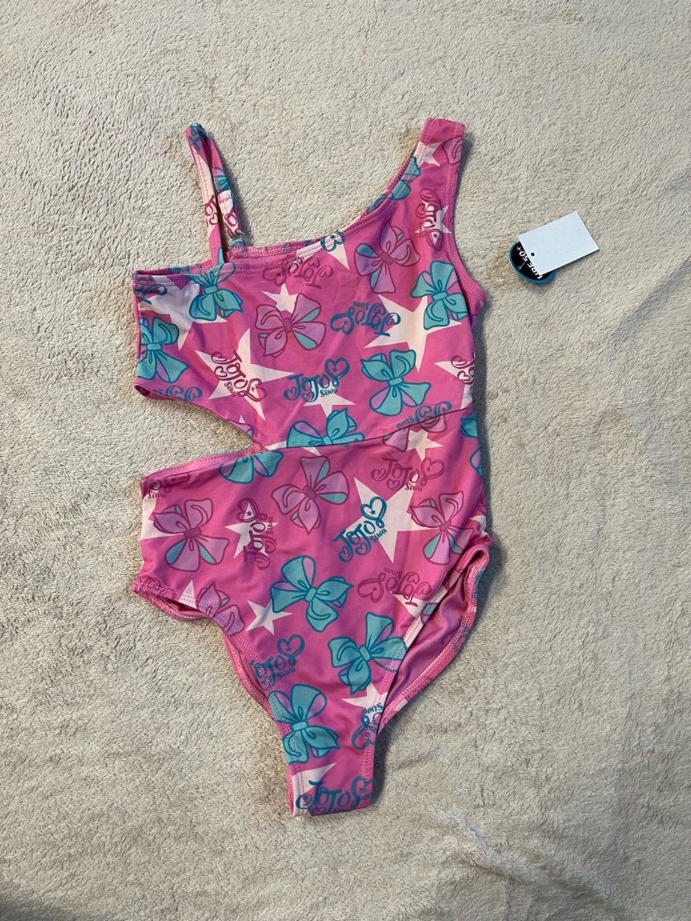 JoJo Siwa Girl’s Pink One-Piece Swimsuit Medium (7/8) NWT Side Cutout Bows